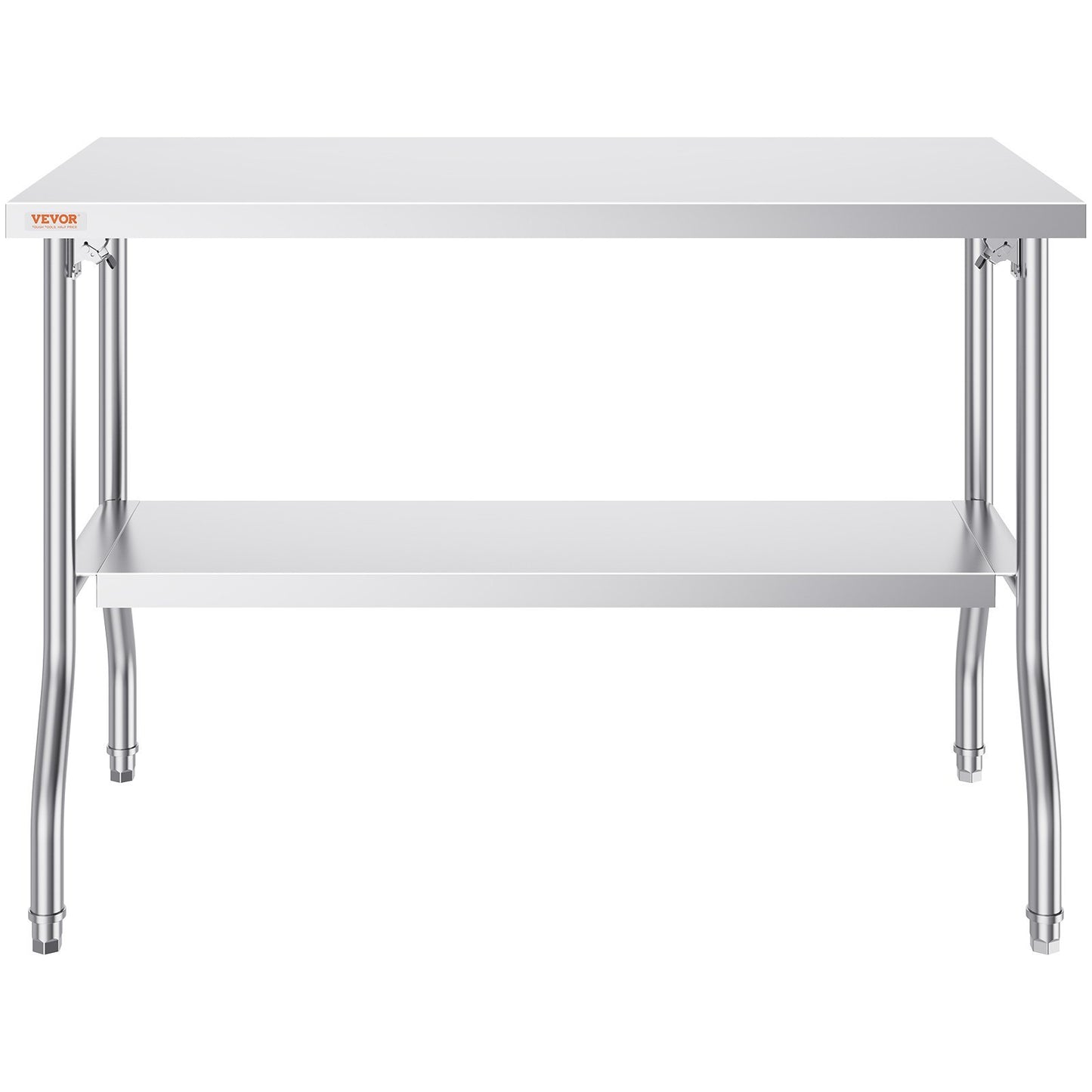 VEVOR Commercial Worktable Workstation 48 X 24 Inch Folding Commercial Prep Table, Heavy-duty Stainless Steel Folding Table With 300 Lbs Load, Kitchen Work Table, Silver Stainless Steel Kitchen Island
