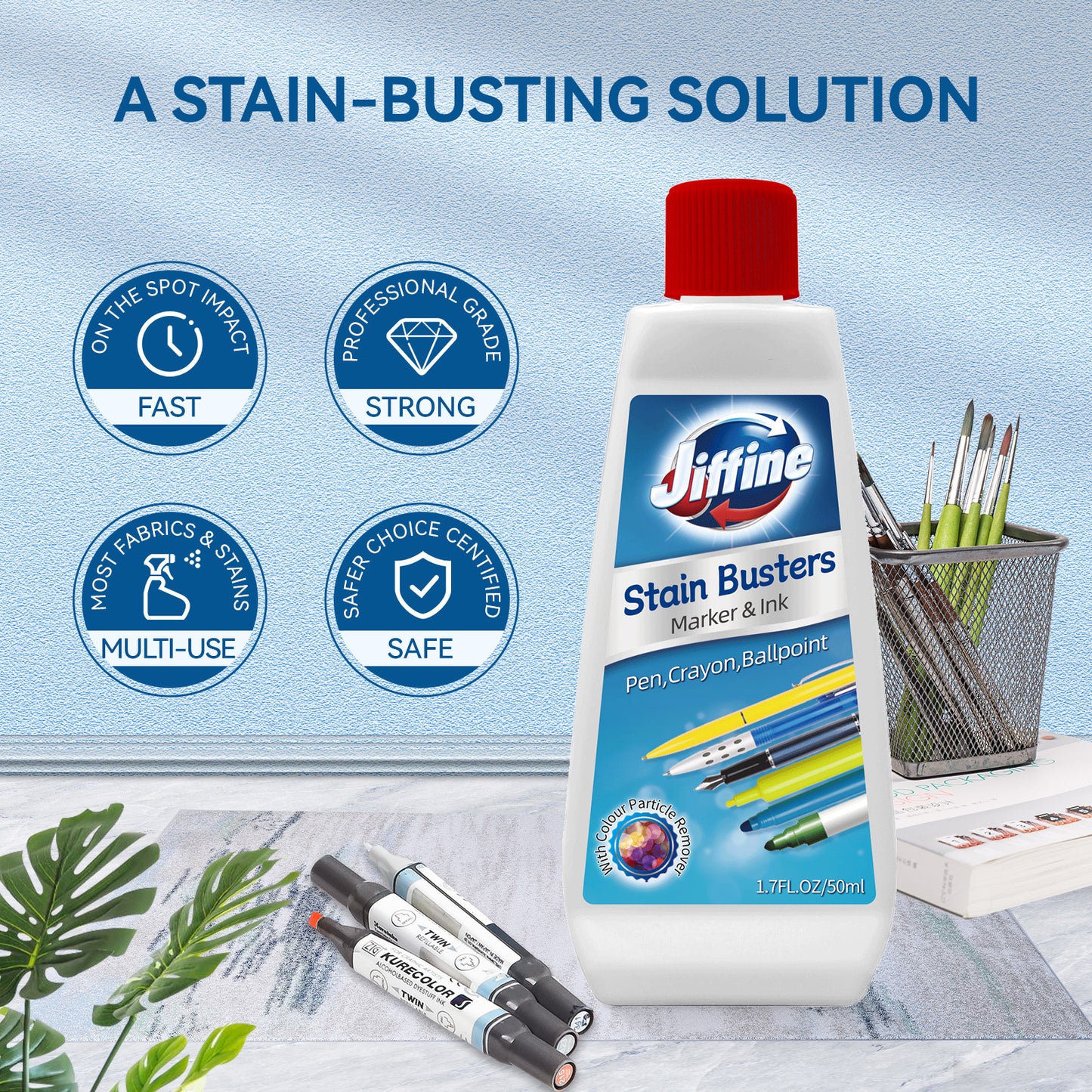 JIFFINE Marker Pen Black Water Pen Stain Buster