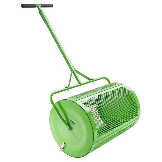 VEVOR Compost Spreader Peat Moss Spreader Push Tow-Behind Lawn Roller Green