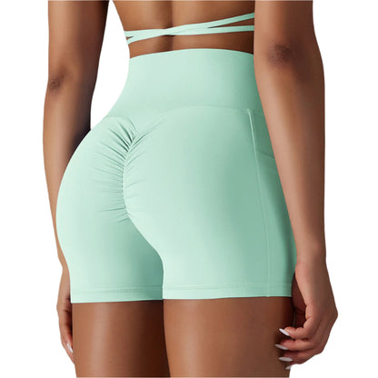 Yoga Shorts With Phone Pocket Design Fitness Sports Pants For Women