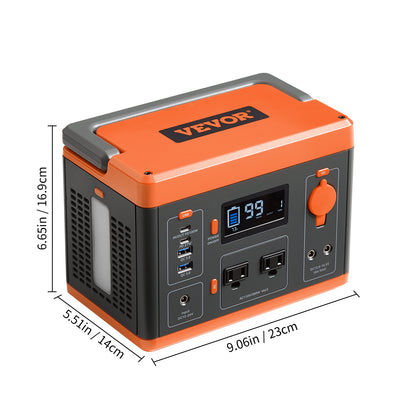 VEVOR Portable Power Station Solar Generator 296Wh 300W Backup Lithium Battery