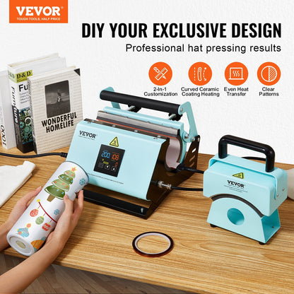 VEVOR 2 In 1 Tumbler And Hat Heat Press Machine Heat Machine For Caps Hats Mugs