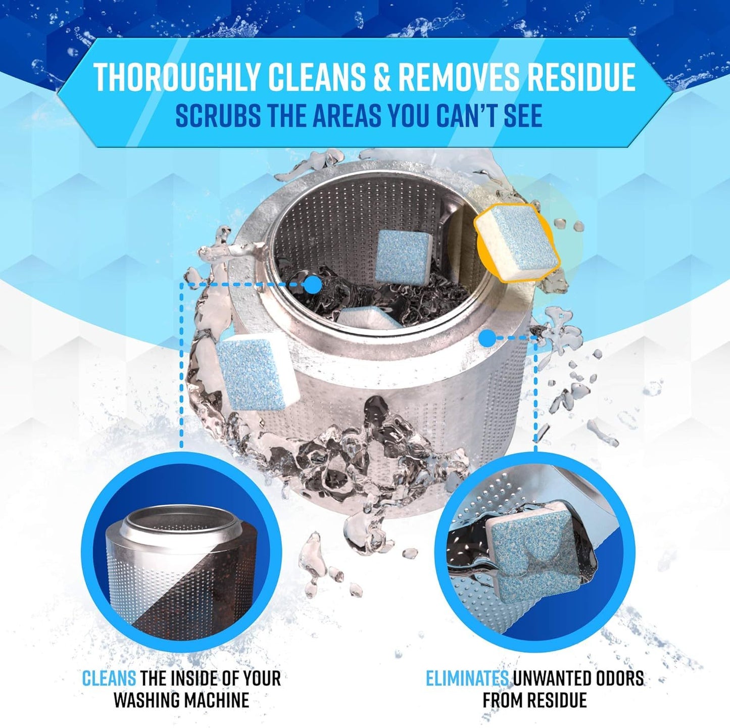 Washing Machine Cleaner Descaling 24-piece Pack - Deep Cleaning Sheets For HE Front Loaders And Top Loading Washing Machines, Septic Tank Safety And Environmentally Friendly Deodorant, Cleaning Inner