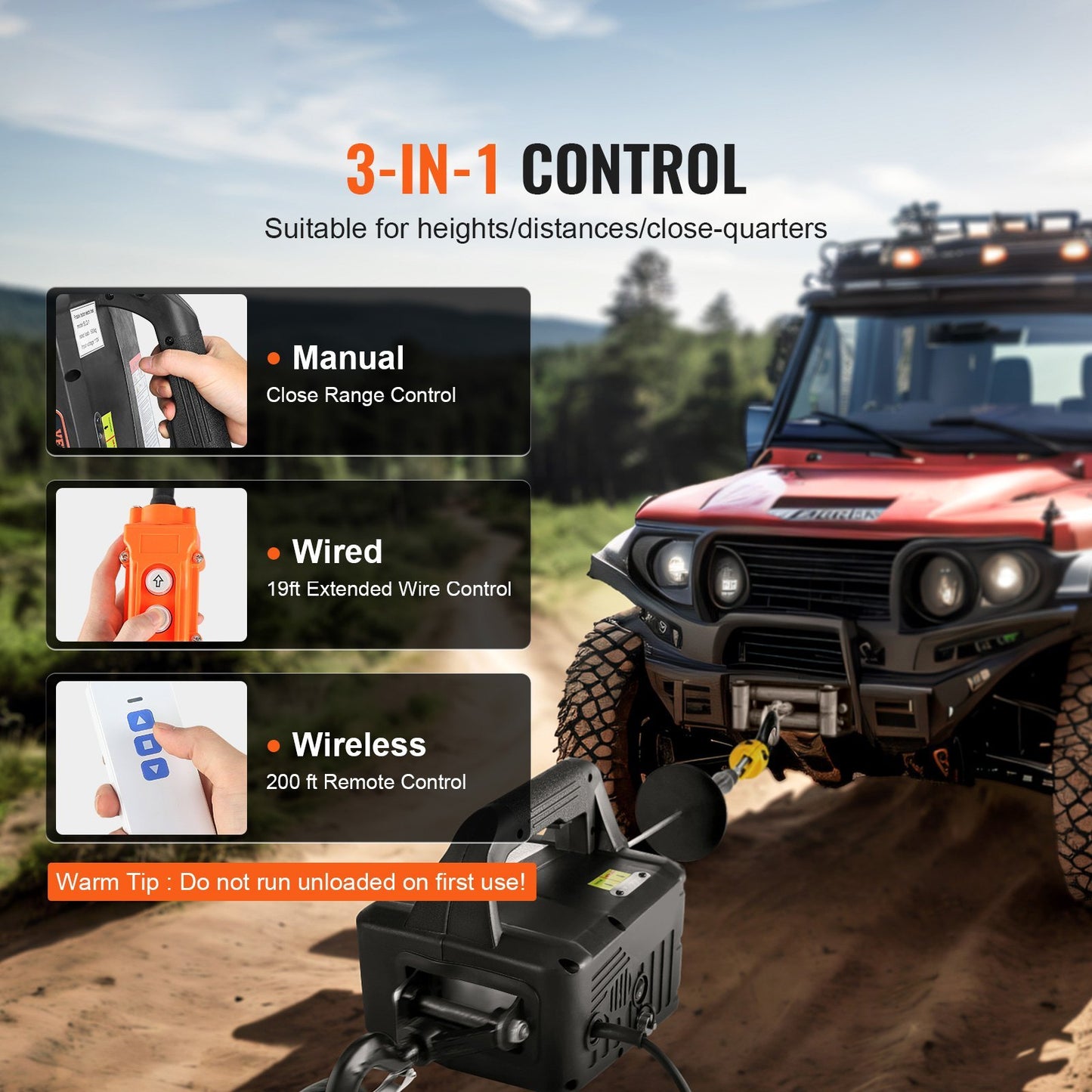 VEVOR 3-in-1 Electric Hoist Winch, 1100lbs 1500W Portable Power Winch Crane,  22.9 Ft Lifting Height, 13 Ft Min With Manual, Wired And Wireless Remote Control, Overload Protection