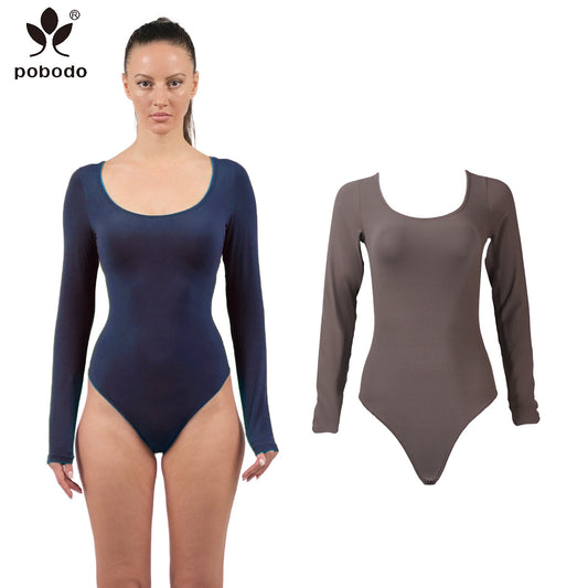 Round Neck Long Sleeved Jumpsuit
