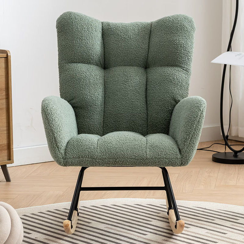 Rocking Chair With Pocket, Soft Teddy Fabric Rocking Chair For Nursery, Comfy Wingback Golider Rocking Chair With Safe Solid Wood Base For Living Room Bedroom Balcony Cannot Be Sold On Temu
