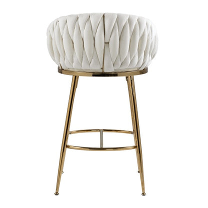 26 Counter Height Bar Stools Velvet Kitchen Island Counter Bar Stool With Hand- Wave Back,golden Chromed Base And Footrest