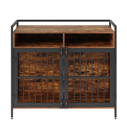 VEVOR Furniture Style Dog Crate With Storage, 41 Inch Dog Crate Furniture Large Breed With Double Doors, Wooden Dog Cage For Large Medium Dog Indoor, Hold Up To 70 Lbs, Rustic Brown