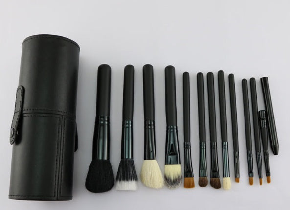 12 makeup brush set with eyebrow pencil