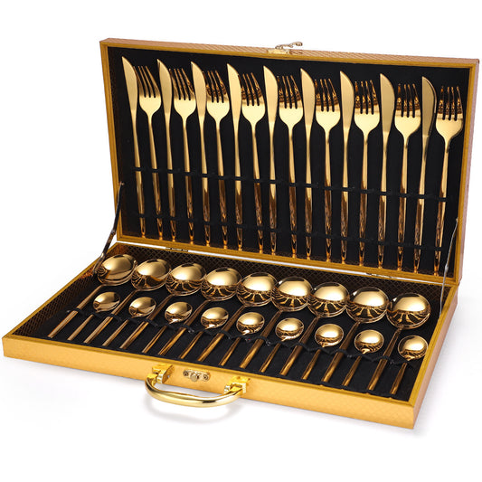 36-piece cutlery Wooden Box Gift Set