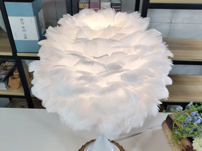 Luxury Feather Table Lamp Bedroom Bedside Light Touch Dimming Desk Lights for Living Room Study Room Decor Lighting