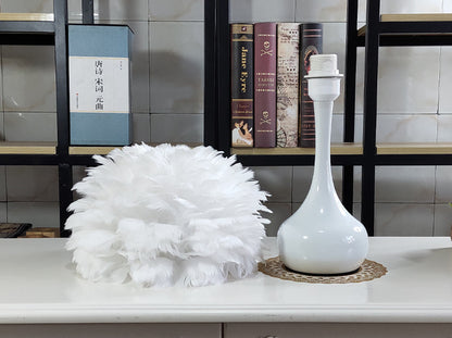 Luxury Feather Table Lamp Bedroom Bedside Light Touch Dimming Desk Lights for Living Room Study Room Decor Lighting