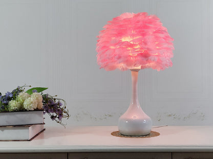 Luxury Feather Table Lamp Bedroom Bedside Light Touch Dimming Desk Lights for Living Room Study Room Decor Lighting