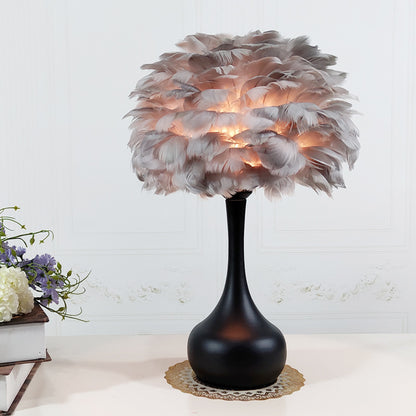 Luxury Feather Table Lamp Bedroom Bedside Light Touch Dimming Desk Lights for Living Room Study Room Decor Lighting