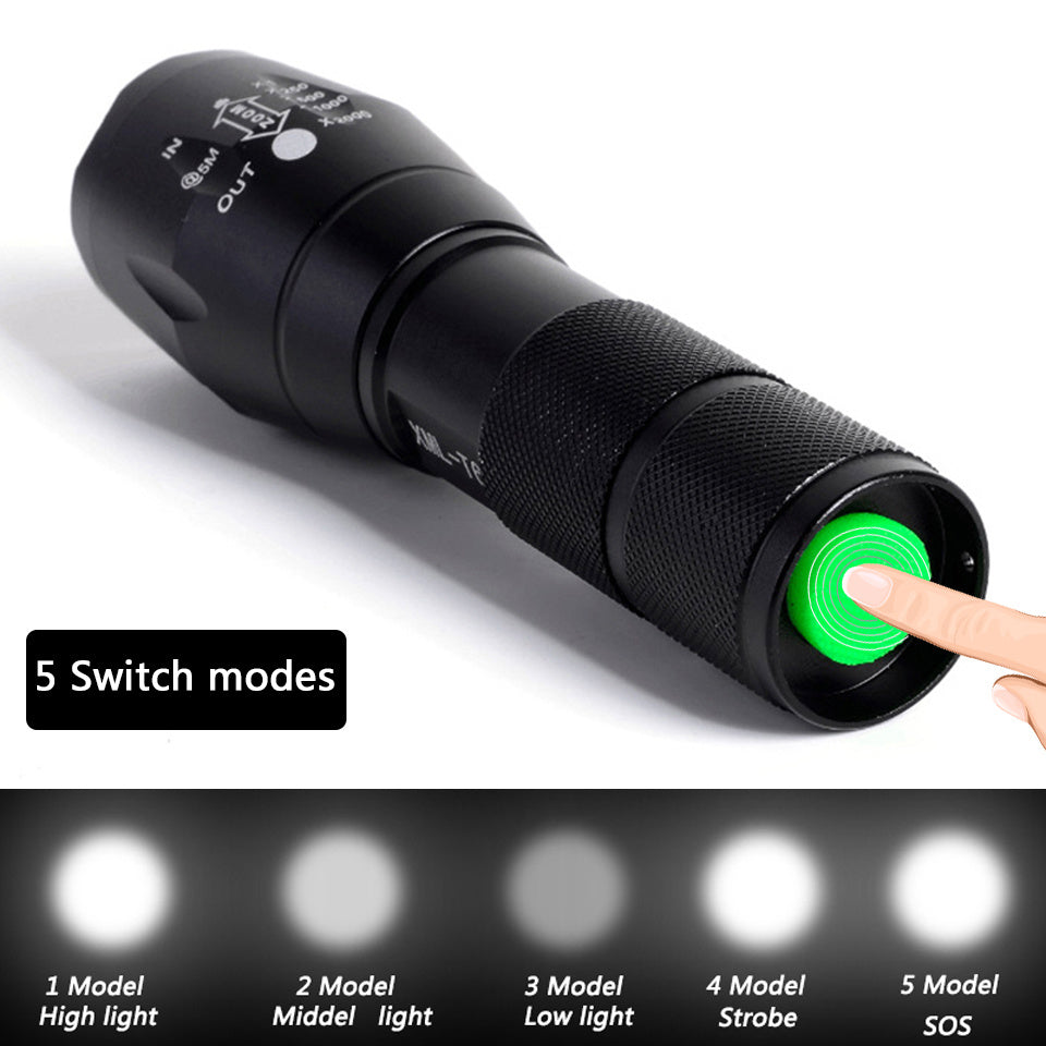 Strong Light Flashlight Rechargeable Waterproof for Camping Premium Super Bright Flashlight