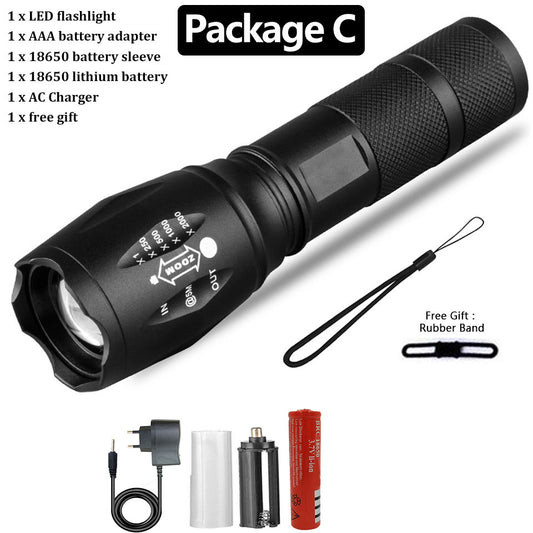 Strong Light Flashlight Rechargeable Waterproof for Camping Premium Super Bright Flashlight