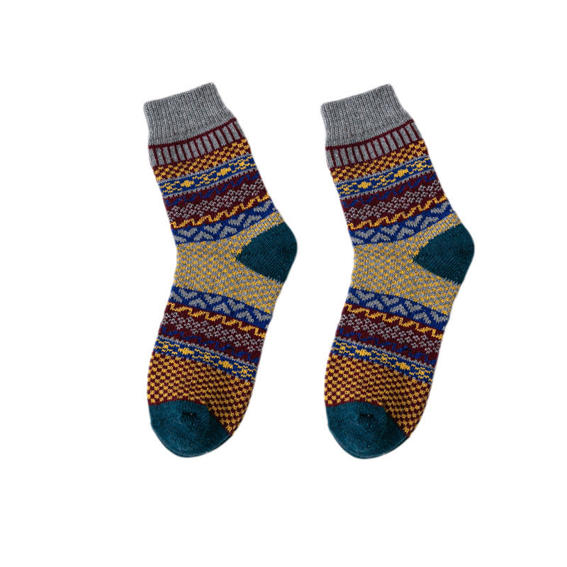 Ladies Rabbit Wool Socks Thick Line Ethnic Style