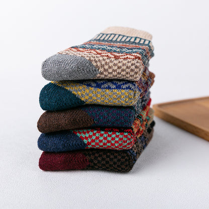 Ladies Rabbit Wool Socks Thick Line Ethnic Style