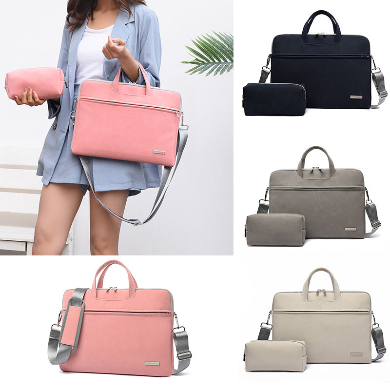 PU Leather Women Laptop Bag  for Notebook and Macbook with Mouse Bag