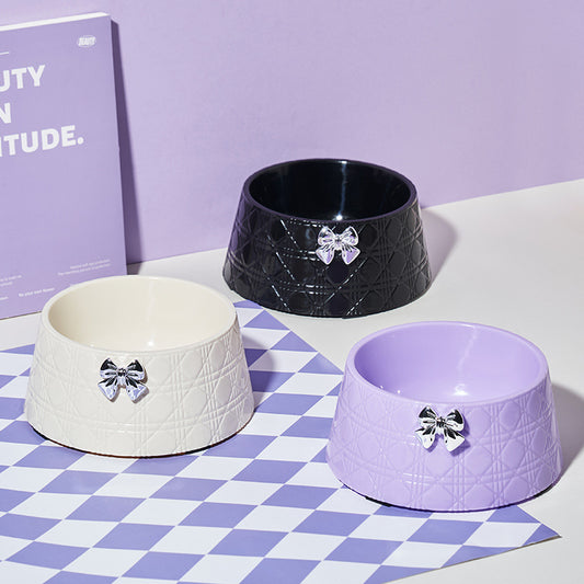 Pet Food and water Bowls with Lovely Bowknot
