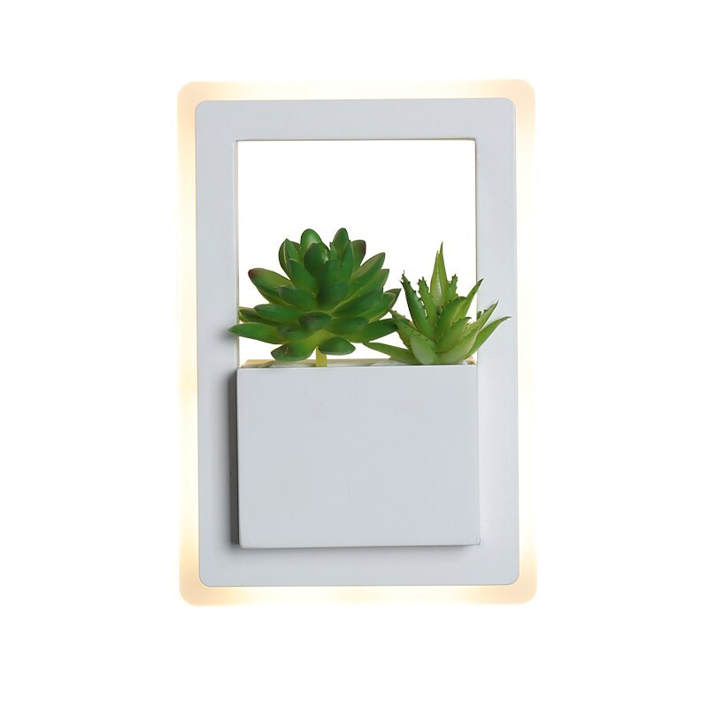 Modern LED Bedside Wall Lamp White Color with Plant LED Wall Lights for Bedroom Living Room Wall