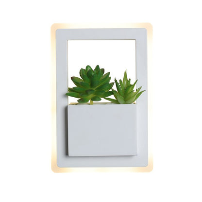 Modern LED Bedside Wall Lamp White Color with Plant LED Wall Lights for Bedroom Living Room Wall