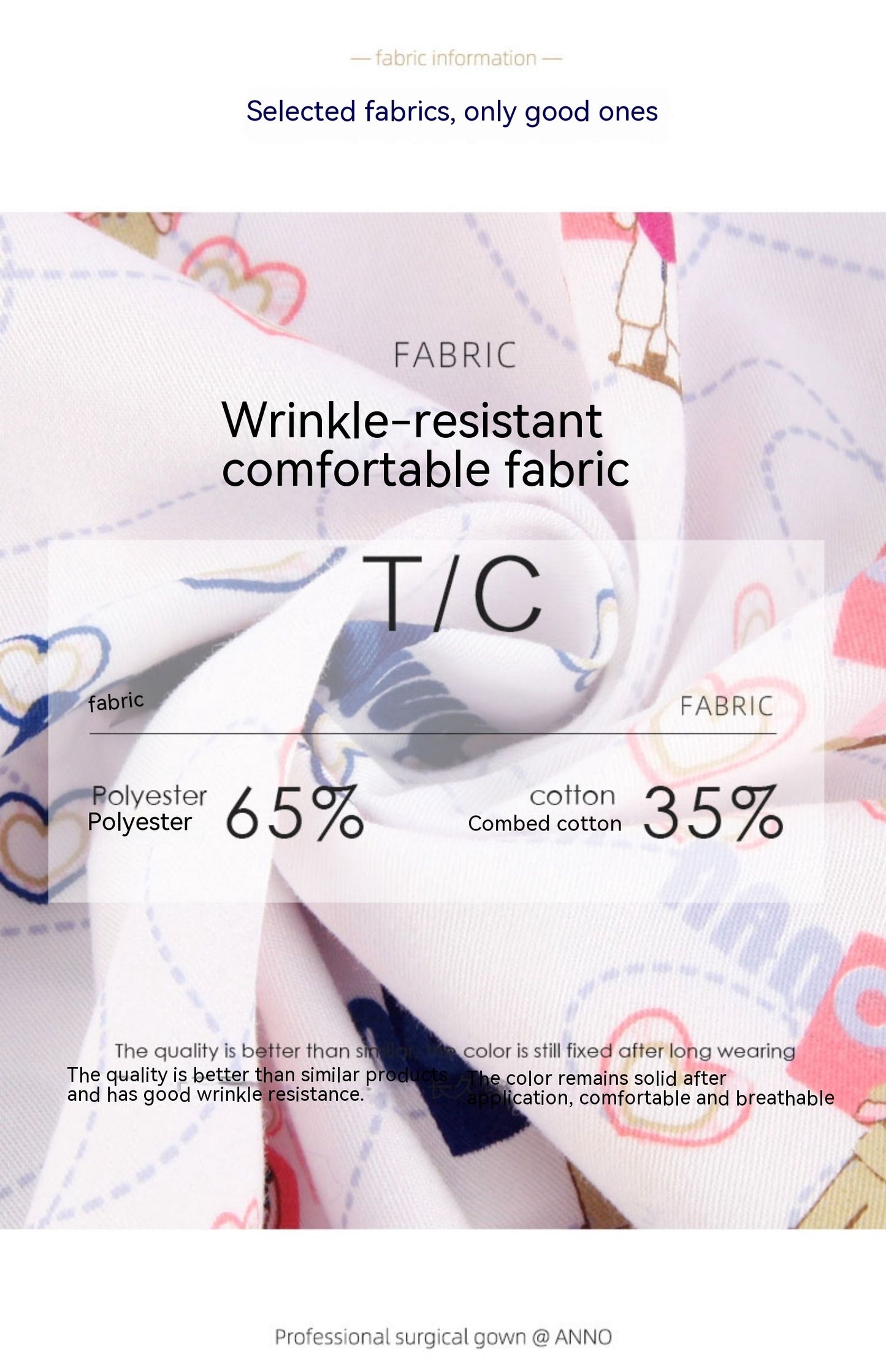 Polyester Cotton Printed Doctor and Nurse Work Uniforms