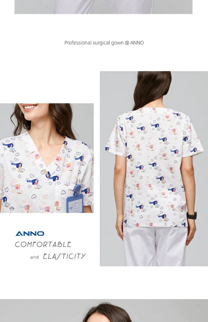 Polyester Cotton Printed Doctor and Nurse Work Uniforms
