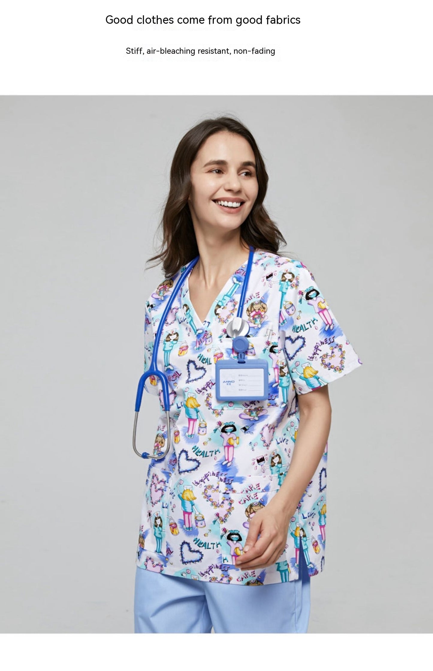 Polyester Cotton Printed Doctor and Nurse Work Uniforms