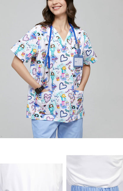 Polyester Cotton Printed Doctor and Nurse Work Uniforms