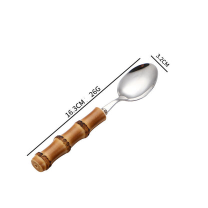 Creative Bamboo Tableware Stainless Steel Steak Cutlery