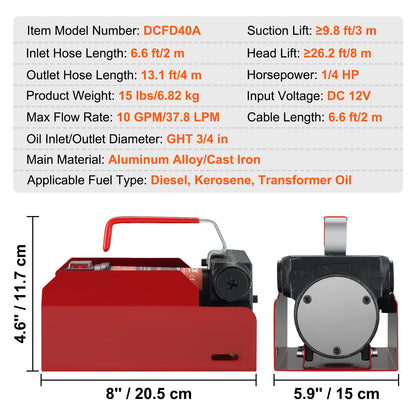 Portable Electric Self-priming Fuel Delivery Extractor Kit