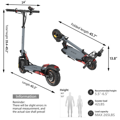 Electric Scooter Motor Power 250W Battery Capacity 48V 10Ah Tire Size 10inches Max Speed 25KM