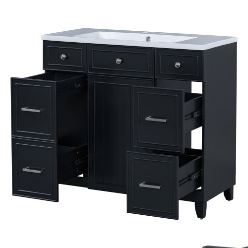 Bathroom Vanity Cabinet With Sink Top Combo Set , Black ,Single Sink,Shaker Cabinet With Soft Closing Door And 3 Drawers