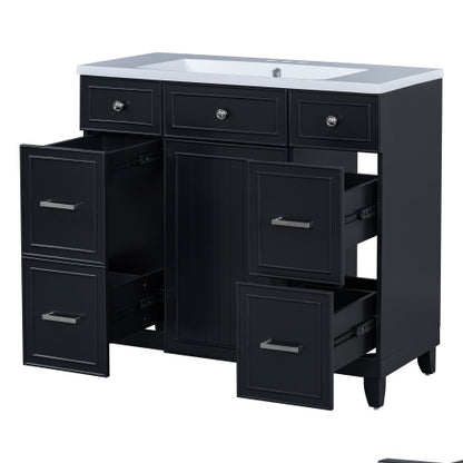 Bathroom Vanity Cabinet With Sink Top Combo Set , Black ,Single Sink,Shaker Cabinet With Soft Closing Door And 3 Drawers
