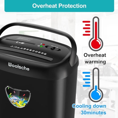 Woolsche Paper Shredder, 14 Sheet Cross Cut, 6.6 Gallon Basket, P-4 Security Level, 3 Mode Design - Jam Proof Heavy Duty Shredder For Home And Office