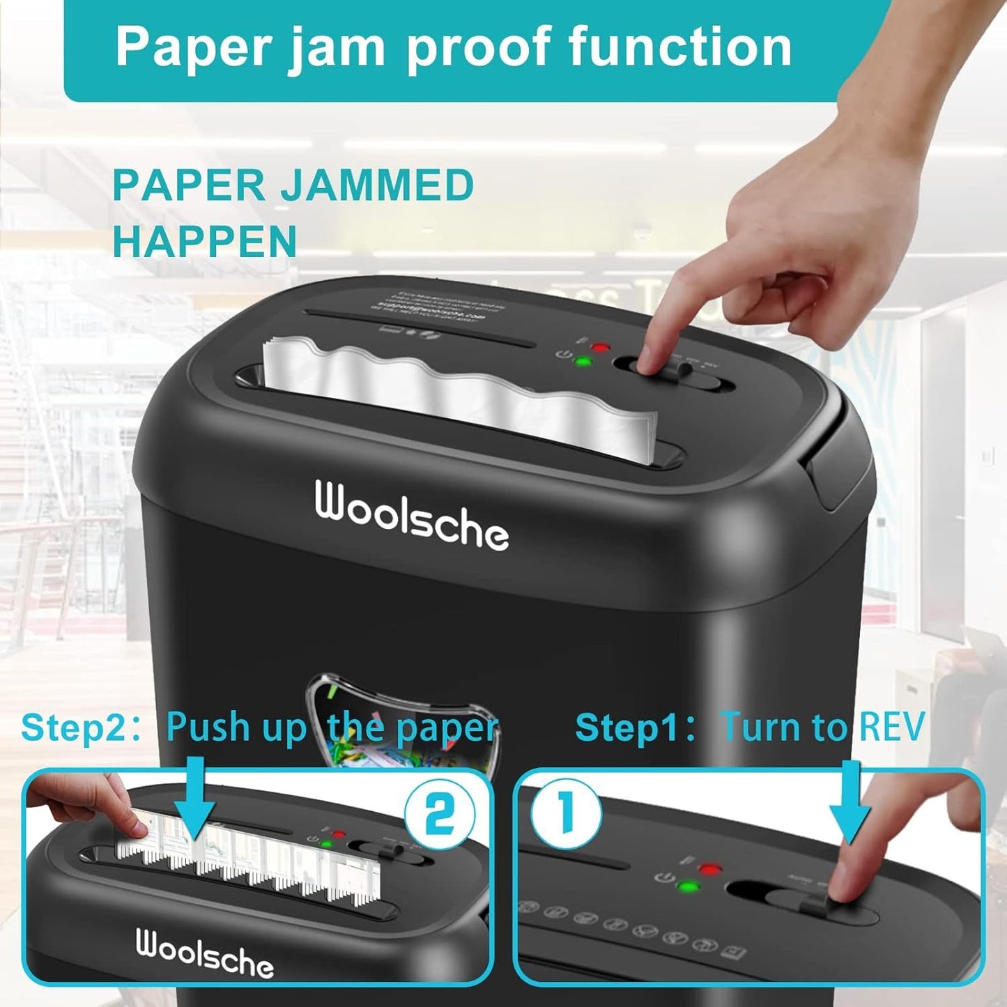 Woolsche Paper Shredder, 14 Sheet Cross Cut, 6.6 Gallon Basket, P-4 Security Level, 3 Mode Design - Jam Proof Heavy Duty Shredder For Home And Office