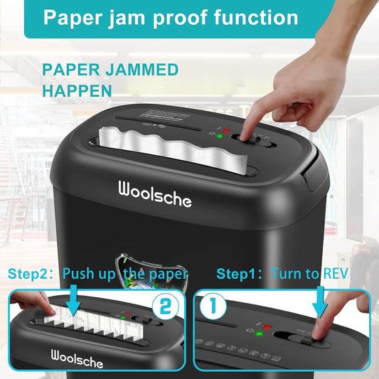 Woolsche Paper Shredder, 14 Sheet Cross Cut, 6.6 Gallon Basket, P-4 Security Level, 3 Mode Design - Jam Proof Heavy Duty Shredder For Home And Office