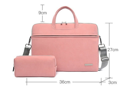 PU Leather Women Laptop Bag  for Notebook and Macbook with Mouse Bag