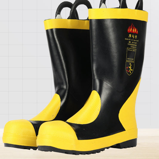 Emergency Rescue High Boots Heat Resistance Insulation Non Slip Rubber Fire Protective Boots 41 Size