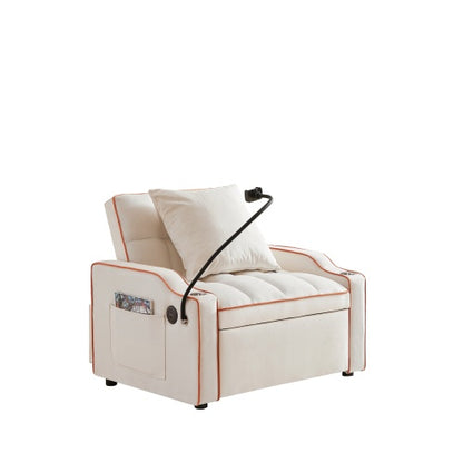 3- Sofa Bed Adjustable Pull Out Sleeper Chair Bed Multi-Pockets Folding Sofa Bed For Living Room Bedroom Small Space