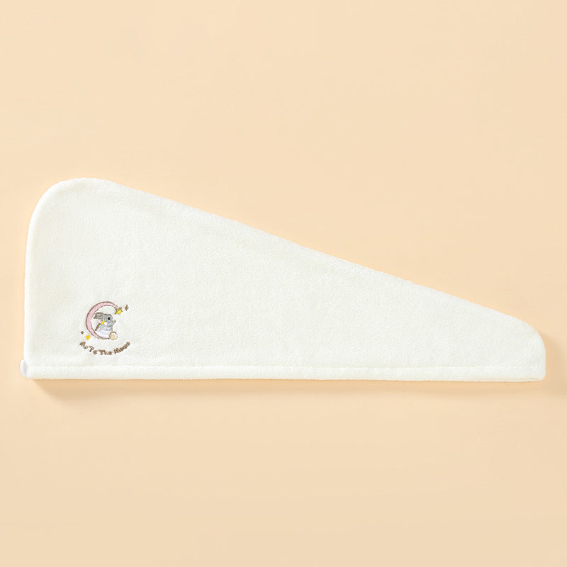 Coral Velvet Cartoon Embroidery For Woman With Dry Hair Hat