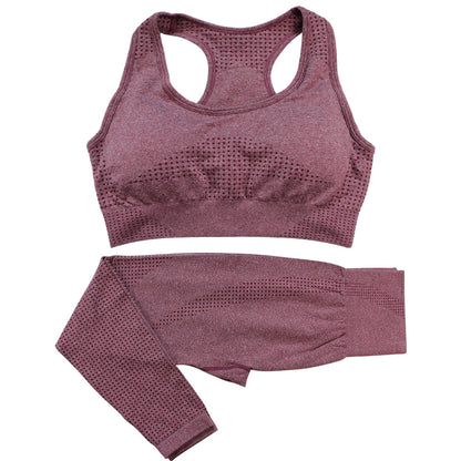 abundance 2PCS Seamless Yoga Set Women Tracksuit High Waist Leggings Workout Sportswear Gym Clothing Fitness Crop Top Sports Suits Gym Set