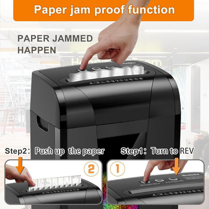 Woolsche Paper Shredder,18 Sheet Cross Cut Level P4,Shred Paper,Credit Card,CD,With Large Pull Out Bin,Insert Auto Jam Proof System Shredder For Home&Office