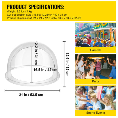 VEVOR Candy Machine Bubble Shield 20.5 Inch Clear Plastic Cotton Candy Cover For Commercial Candy Maker Machine