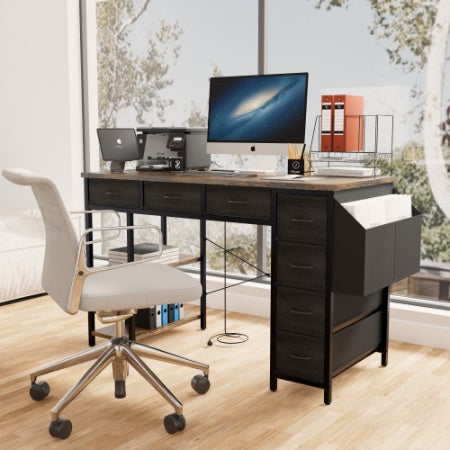 Computer Desk With Power Outlet,Rustic Brown