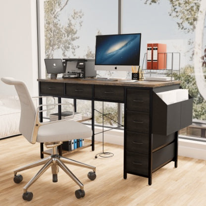 Computer Desk With Power Outlet,Rustic Brown