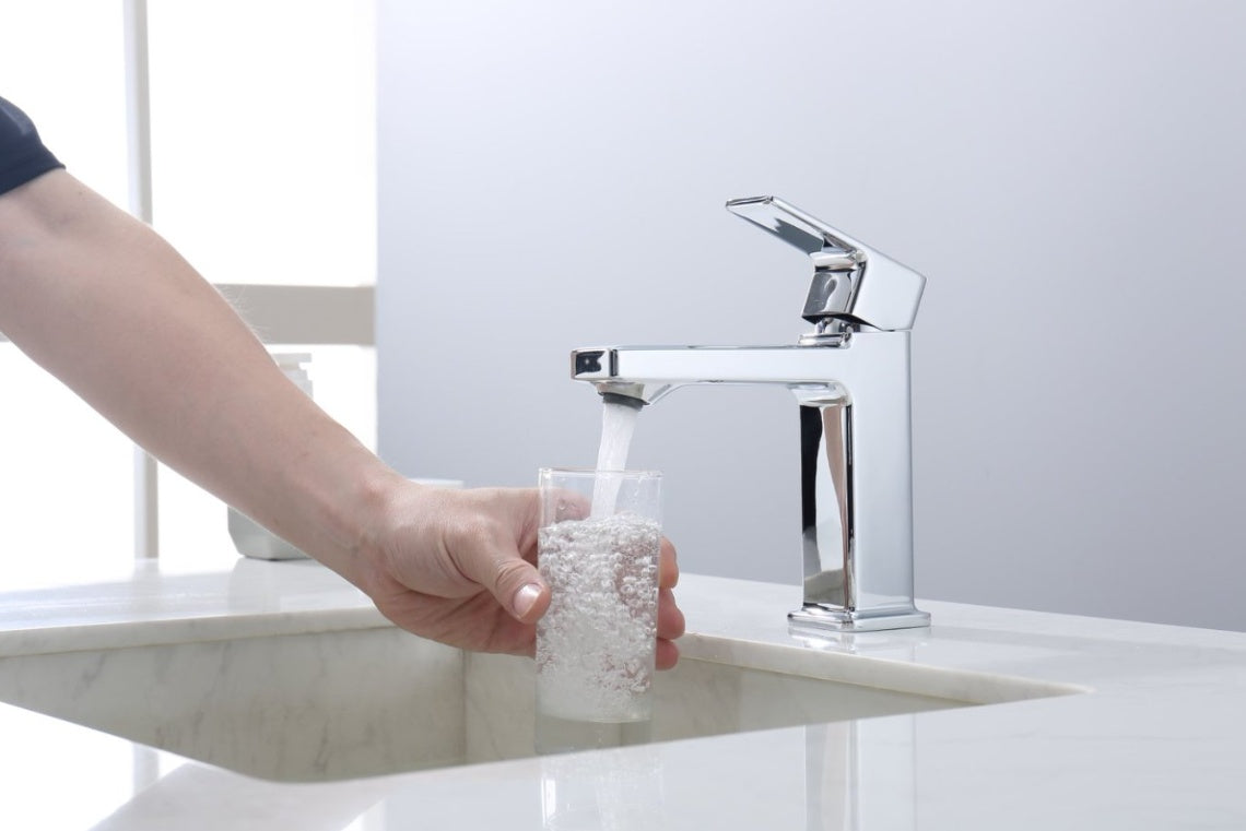 Chrome Single Hole Bathroom Faucet,Laundry Vanity Sink Faucet With Two 9 16 Hoses