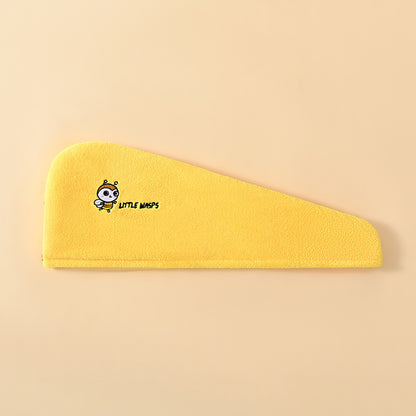Coral Velvet Cartoon Embroidery For Woman With Dry Hair Hat