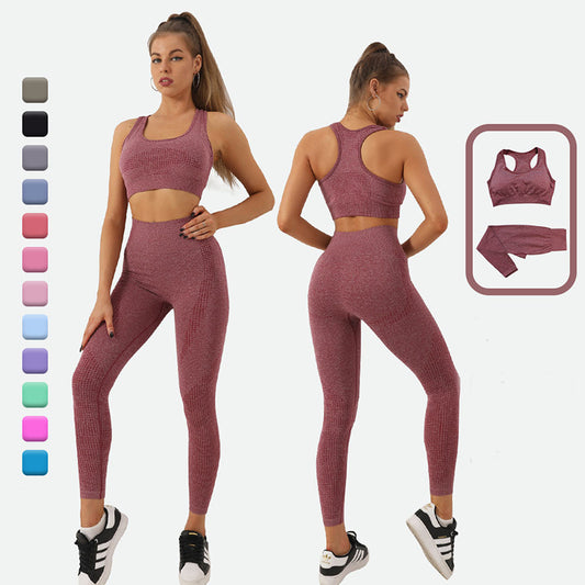 abundance 2PCS Seamless Yoga Set Women Tracksuit High Waist Leggings Workout Sportswear Gym Clothing Fitness Crop Top Sports Suits Gym Set